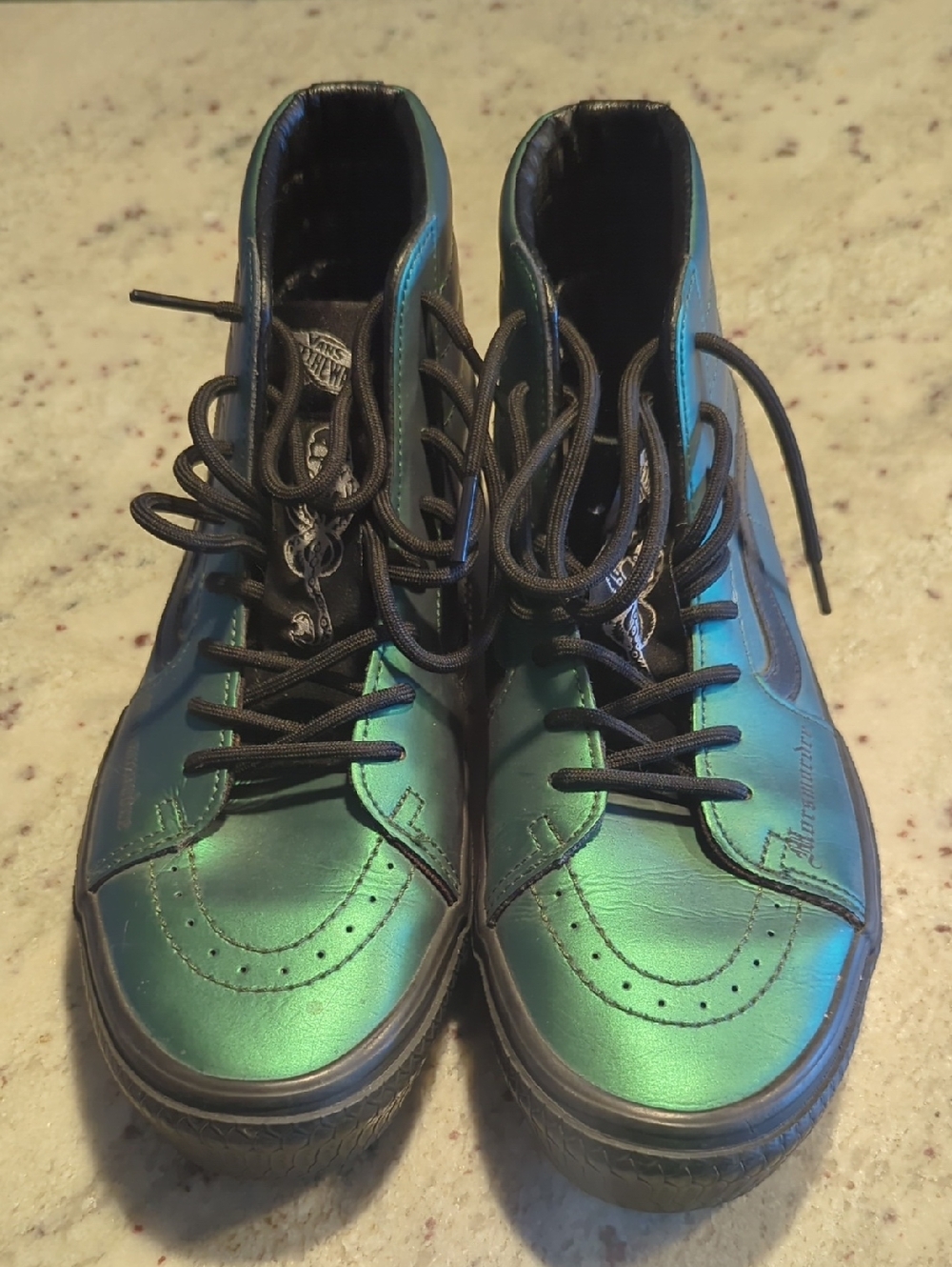 Vans Iridescent Green High-Top Sneakers with Black Laces